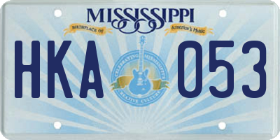 MS license plate HKA053