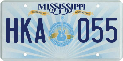 MS license plate HKA055