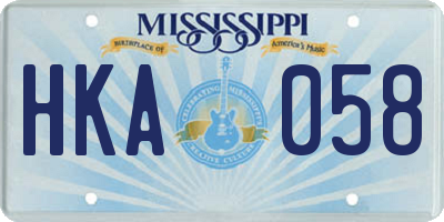 MS license plate HKA058