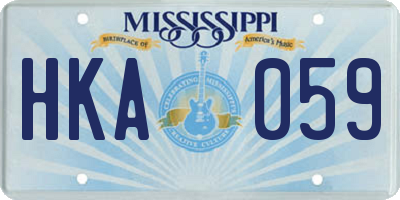 MS license plate HKA059