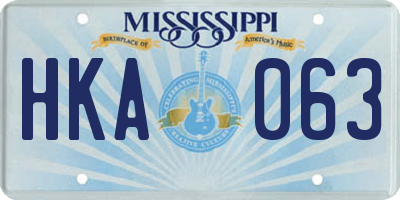 MS license plate HKA063