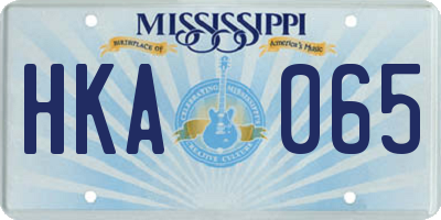 MS license plate HKA065