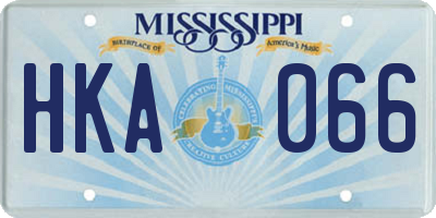 MS license plate HKA066