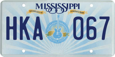MS license plate HKA067