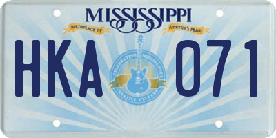 MS license plate HKA071