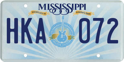MS license plate HKA072