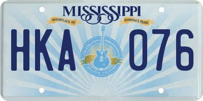 MS license plate HKA076