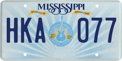 MS license plate HKA077
