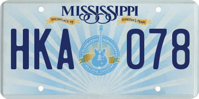 MS license plate HKA078