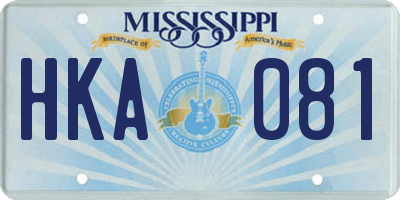MS license plate HKA081