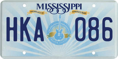 MS license plate HKA086