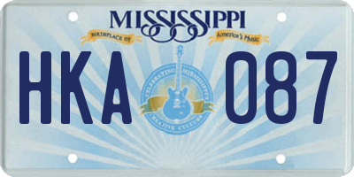 MS license plate HKA087