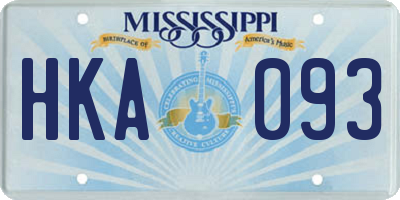 MS license plate HKA093
