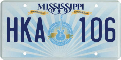 MS license plate HKA106