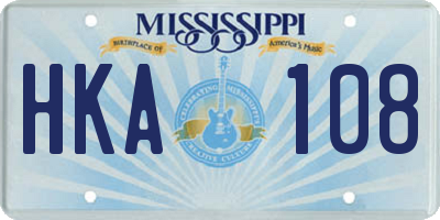 MS license plate HKA108