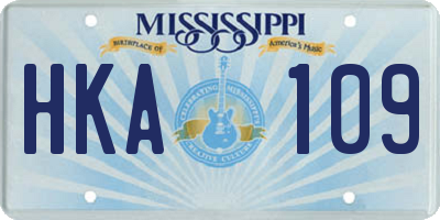 MS license plate HKA109