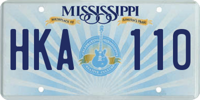 MS license plate HKA110