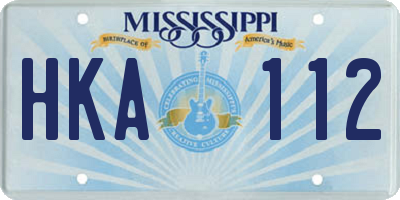 MS license plate HKA112