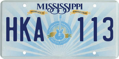 MS license plate HKA113