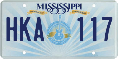 MS license plate HKA117