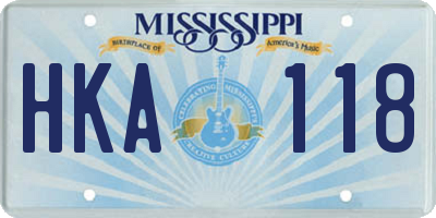 MS license plate HKA118