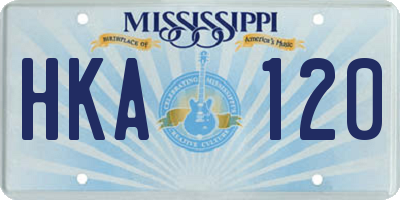 MS license plate HKA120