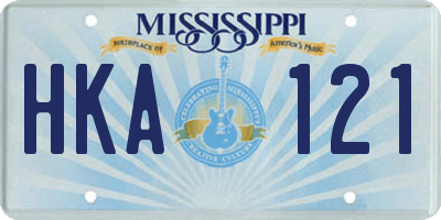 MS license plate HKA121