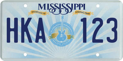 MS license plate HKA123