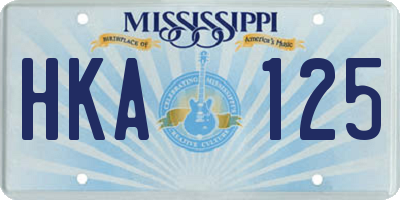 MS license plate HKA125