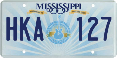 MS license plate HKA127