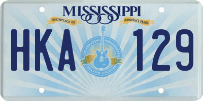 MS license plate HKA129