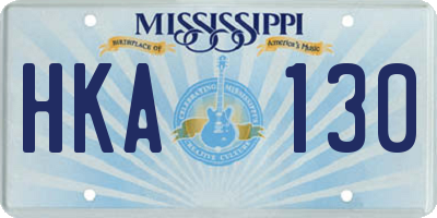 MS license plate HKA130