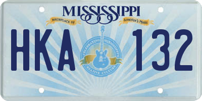 MS license plate HKA132