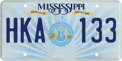 MS license plate HKA133