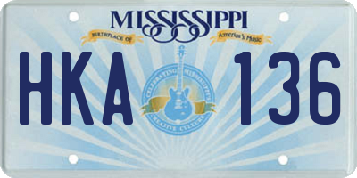 MS license plate HKA136