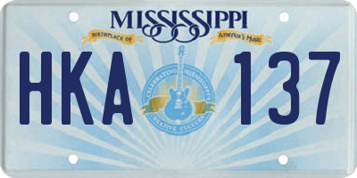 MS license plate HKA137