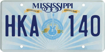 MS license plate HKA140