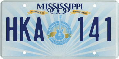 MS license plate HKA141