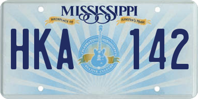 MS license plate HKA142