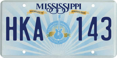 MS license plate HKA143