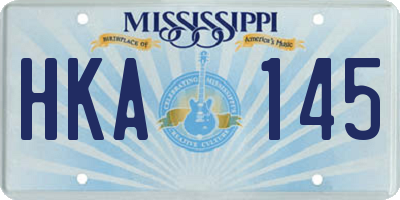 MS license plate HKA145