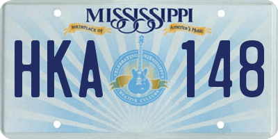 MS license plate HKA148