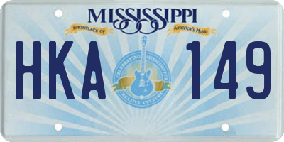 MS license plate HKA149