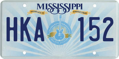 MS license plate HKA152