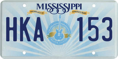 MS license plate HKA153