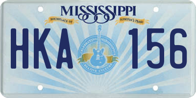 MS license plate HKA156