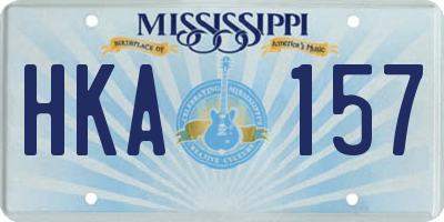 MS license plate HKA157