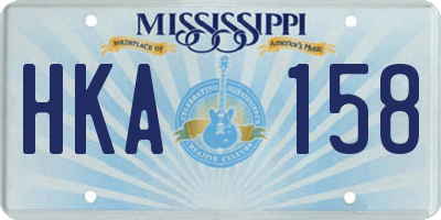 MS license plate HKA158