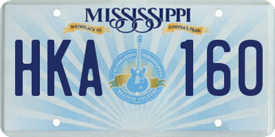 MS license plate HKA160
