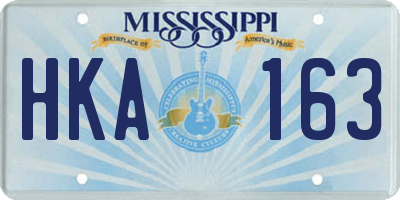 MS license plate HKA163